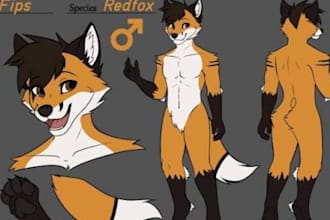 draw fluffy canine feline furry anthro fursona nsfw oc reference sheet character