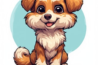 create cute cartoon pet portrait from your pet photo