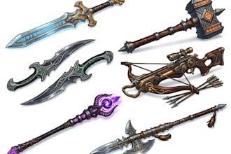 create game weapon design and illustration