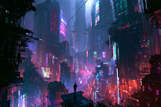 create detailed art of sci fi cyberpunk psychedelic artwork