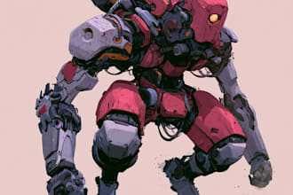 draw a mecha robot illustrations