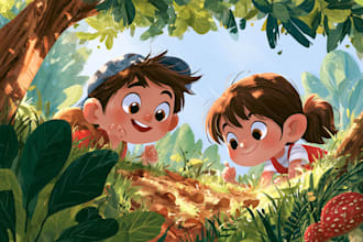 illustrate custom children story book illustration