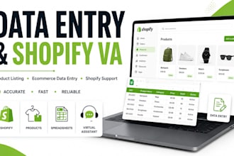 do data entry, shopify data entry, product listing and ecommerce VA