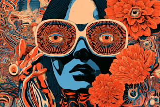 do psychedelic vintage or trippy music poster illustration