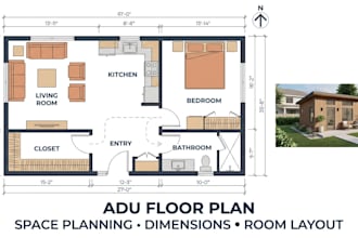 design adu plans, floor plans, backyard adu drawings, architectural drawings