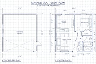 design garage conversion adu plans and adu drawings