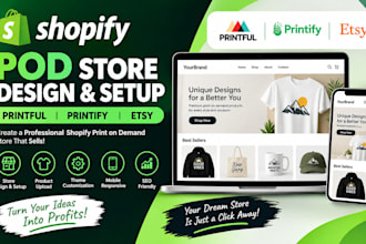 design shopify pod store with printful printify ecommerce website expert