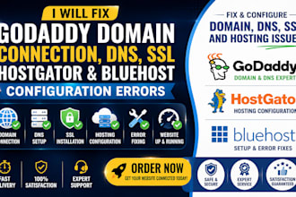 fix godaddy domain connection dns SSL hostgator bluehost configuration errors