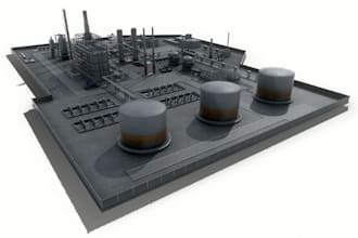 design 3d industrial plant, refinery and oil gas models in cad
