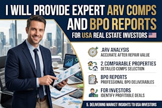 provide arv comps and bpo reports for USA real estate investors