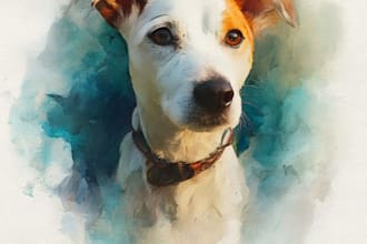 draw a rainbow watercolor portrait of your pet