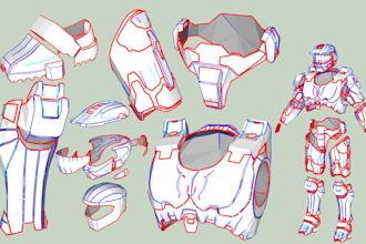 design eva foam pepakura template for 3d cosplay armor 3d helmet weapons 3d mask