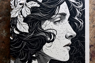 create a unique handmade linocut portrait from your photo
