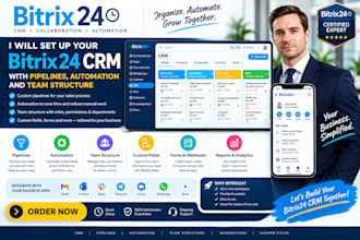 set up bitrix24 CRM with pipelines, automation and team structure