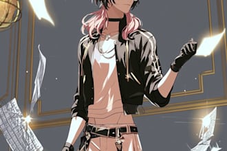 draw moe anime character, fanart, oc in my art style