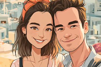 couple portrait wedding portrait illustration