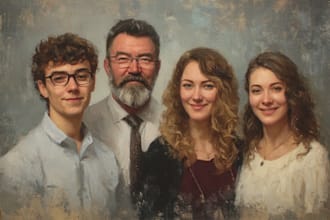 draw a realistic family or group portrait from a photo