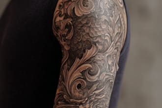 create a detailed custom full sleeve tattoo design
