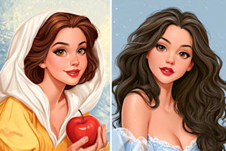turn yourself a professional disney cartoon portrait