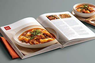 design a professional cookbook layout and cover