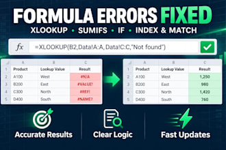 fix excel formulas and create pivot tables and charts