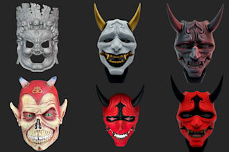 design a custom halloween mask cosplay helmet for 3d printing stl files