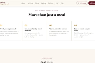 design a modern responsive restaurant website with whatsapp ordering