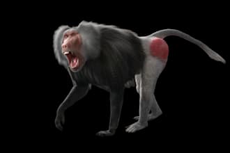 create 3d animal model, 3d creature model, realistic fur, xgen hair, texture