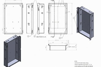 design sheet metal chassis, flat pattern dxf and fabrication ready cad
