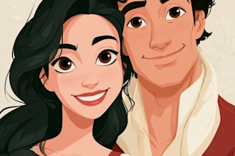 draw cartoon portrait in disney cartoon illustration