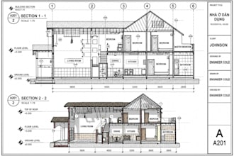 draft 2d floor plans, elevation and house plans in autocad