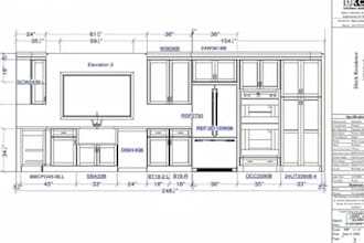 create kitchen or bathroom floor plans, elevation and cabinet drawings