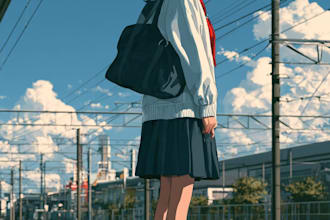 draw anime illustration,  art, visual novel,