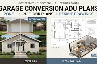 draw garage conversion adu plans city permit drawings blueprints 2d floor plan