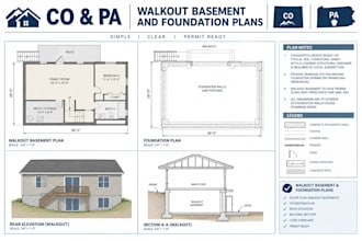 draw walkout basement and foundation plans
