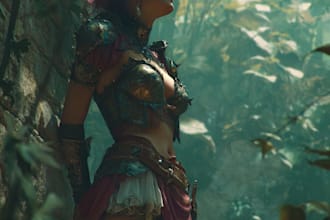 create cinematic fantasy character illustrations