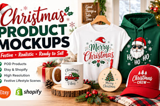 create christmas product mockups for your pod products