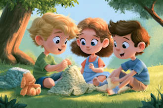 create cartoon kids book illustration