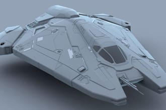 create 3d futuristic spaceship model, sci fi hard surface, game asset spacecraft