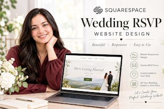 design responsive squarespace website, wedding rsvp website landing page
