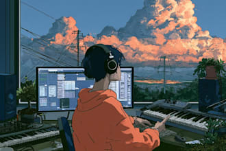 draw cover art, lo fi style cartoon o anime for you music