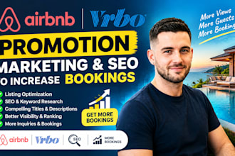 do airbnb promotion, airbnb vrbo marketing and airbnb seo to increase bookings