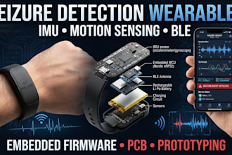 develop seizure detection, monitoring wearables with imu, ble, sensors, firmware