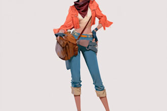 paint character illustrations in semi realistic art style