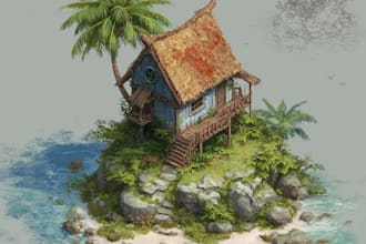 draw 2d game environment and parallax platformer background level concept