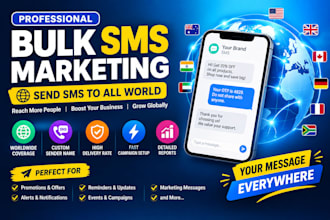 send bulk sms to all world with sid, custom sender name, sms marketing, bulk sms