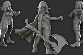 sculpt a custom 3d model for printing, human figure, animals, fantasy miniatures