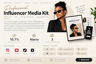 design influencer media kit press kit epk social media kit clickable PDF