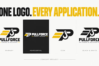 design towing, roadside assistance, tow truck, auto recovery logo