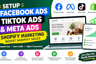 setup facebook ads, shopify marketing, boost shopify sales, tiktok ads, meta ads